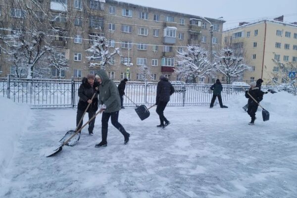 «Снежный десант» в Тамбове расчистил от снега пришкольные территории