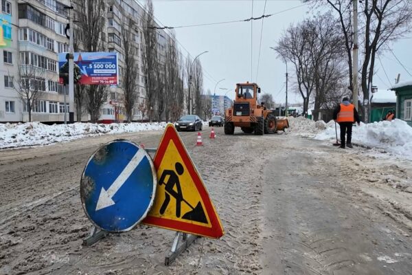 В Тамбове расчищают подходы к остановкам и пешеходным переходам