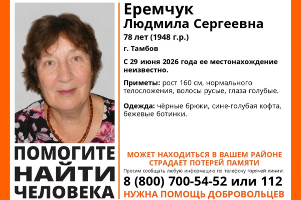 В Тамбове добровольцы ищут пропавшую 78-летнюю женщину