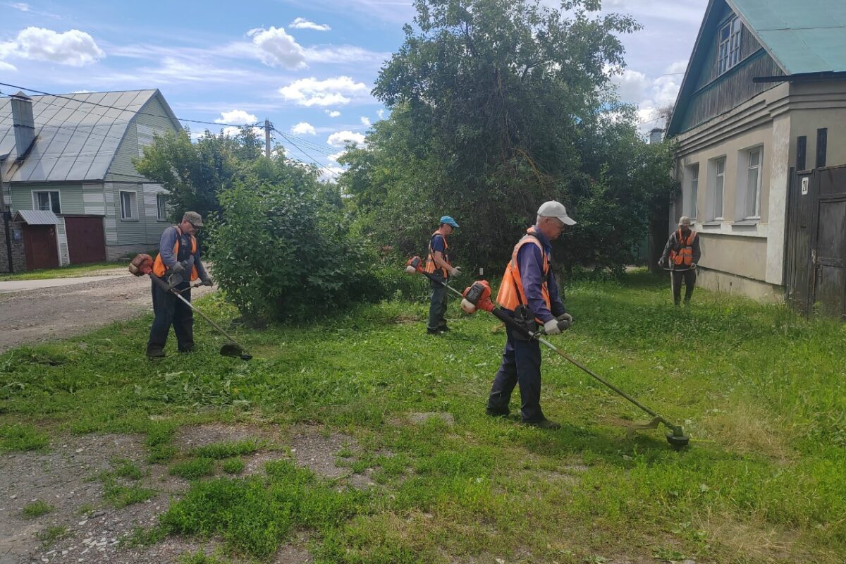 Покос проводят работники дирекции городских дорог