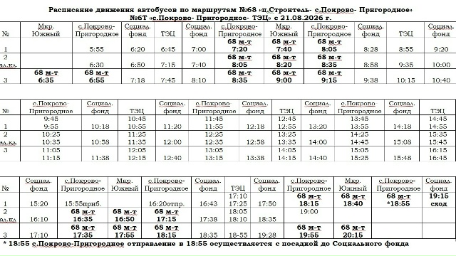 Расписание автобусов