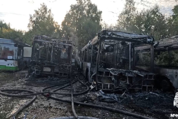 В селе Донское под Тамбовом при пожаре уничтожены четыре автобуса